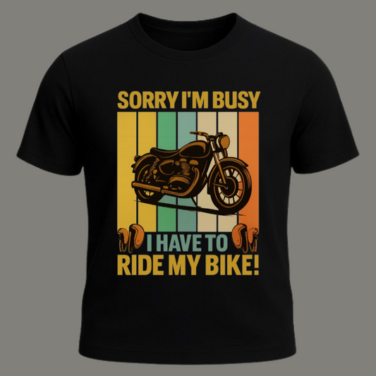 Busy Riding – Premium Cotton Black T-Shirt